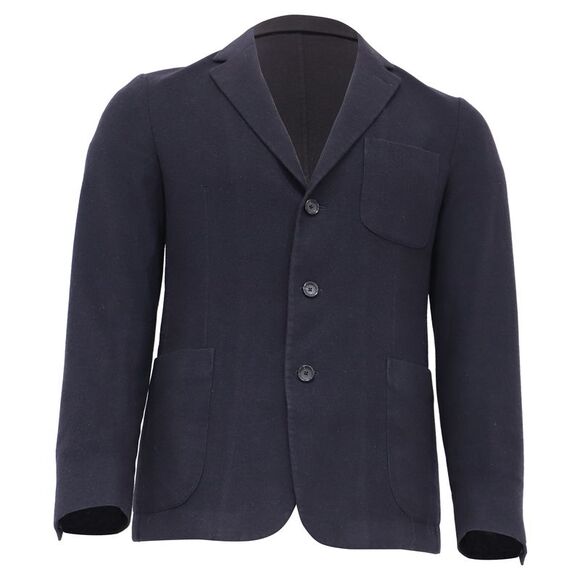 Z Zegna Single-Breasted Blazer with Pockets in Navy Blue Wool